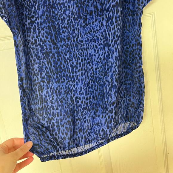 Charlotte Russe Cap Sleeve Sequined Leopard Top Blue Small - Picture 5 of 7